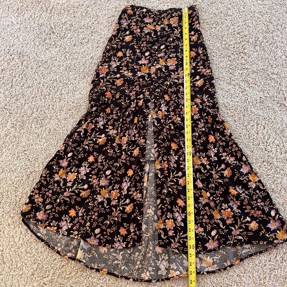 American Eagle Floral Button Slit Front Maxi Skirt XS 0 Whimsigoth Boho 90s - Picture 8 of 9
